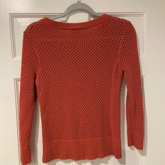 LOFT Outlet Medium Petite Open-Knit Cotton Sweater – Coral - Picture 2 of 7